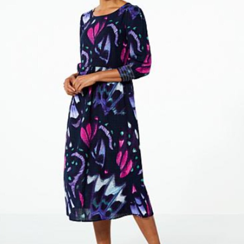 G by Giulianna Purple Orange Black Butterfly Print Midi Dress M - Picture 2 of 5